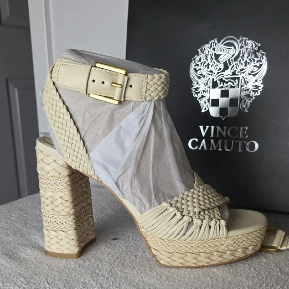 Vince Camuto Beige Woven Platform Sandals - Picture 4 of 10